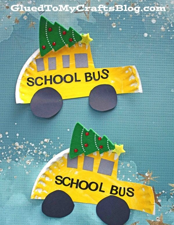 paper plate christmas school bus craft for kids