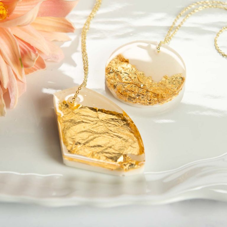Gold leaf pendant necklace