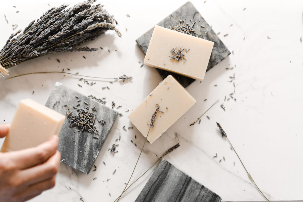 Shampoo bars and dried lavender.