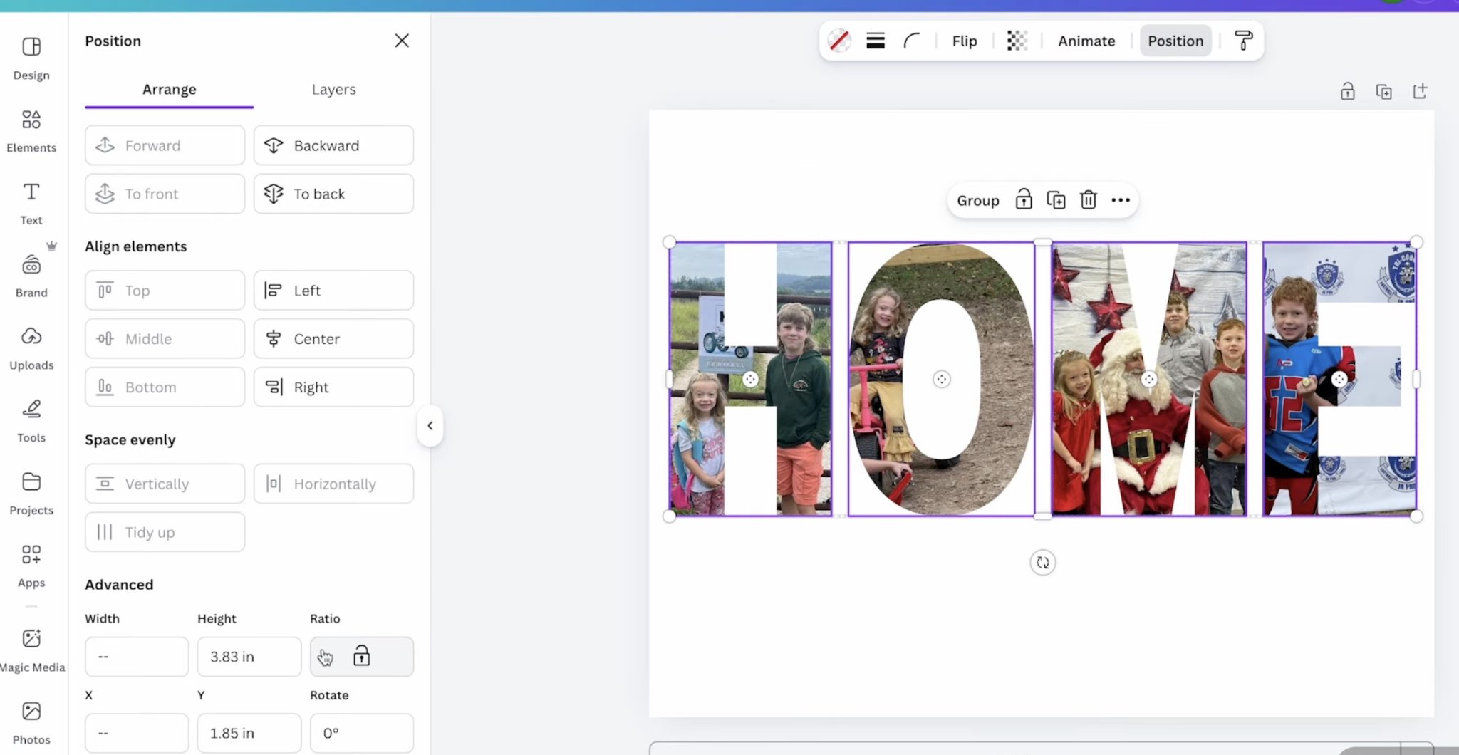 Add photos to all the letters.