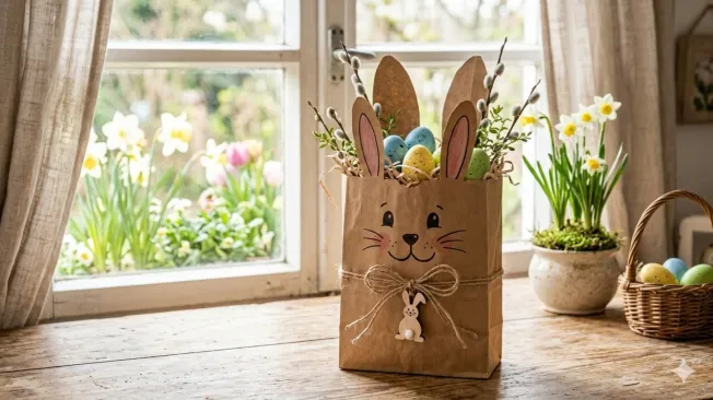 Bunny gift bag made of greaseproof paper