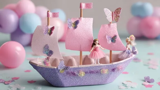 Elf ship made of egg cardboard