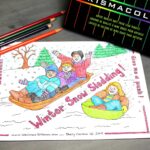 Winter Snow Sledding Coloring Page