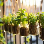 Hanging herb garden made of jars: Green balcony DIY
