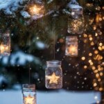 Light glasses as winter decorations: DIY for winter garden decorations