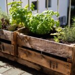 Raised bed made from wine crates for the balcony: DIY with vintage charm